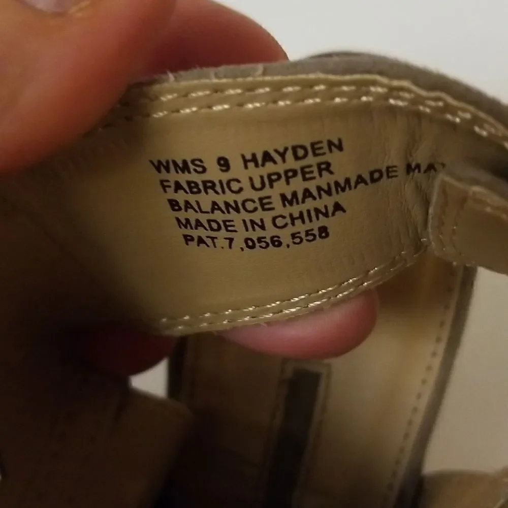 New Direction (Hayden) taupe colored heeled sandals. Size 9.